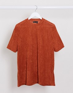 Светло-коричневая махровая футболка в рубчик ASOS DESIGN-Светло-коричневый