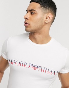 Белая футболка в стиле casual с логотипом Emporio Armani-Белый