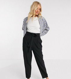 Суженные книзу строгие укороченные брюки с поясом ASOS DESIGN Tall-Черный