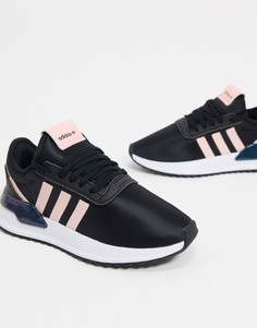 Черные кроссовки с розовыми вставками adidas Originals U Path Run-Белый
