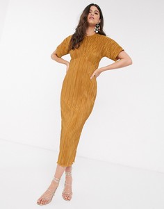 Плиссированное платье миди горчичного цвета Closet-Желтый
