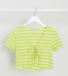 Кроп-топ в полоску с завязками ASOS DESIGN Petite-Зеленый