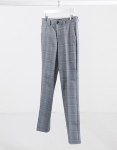 Серые узкие брюки в клетку Jack & Jones Intelligence-Серый