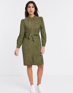 Зеленое вельветовое платье-рубашка Vero Moda-Зеленый