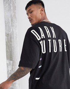 Oversized-футболка из плотного трикотажа с принтом на спине ASOS DESIGN x Dark Future-Черный