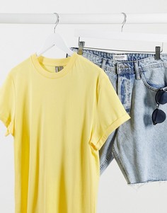 Желтая футболка с отворотами на рукавах ASOS DESIGN-Желтый