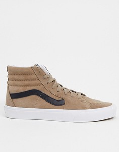 Замшевые кеды с отделкой белого цвета Vans SK8-Hi-Коричневый