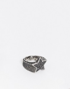 Серебристое фактурное кольцо со звездой ASOS DESIGN-Серебряный