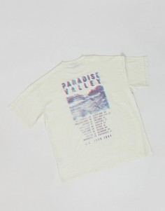 Платье-футболка в стиле oversized кремового цвета с принтом ASOS DESIGN-Кремовый