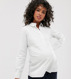 Оксфордская рубашка в горошек с поясом Mamalicious-Белый Mama.Licious