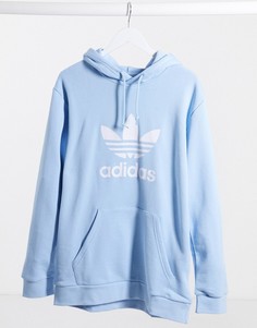 Худи голубого цвета с логотипом-трилистником adidas Originals-Синий