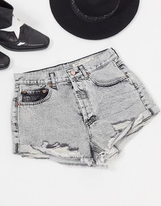 Серые джинсовые шорты свободного кроя с рваной отделкой ASOS DESIGN-Серый