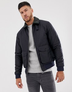 Темно-синяя вощеная куртка с меховым воротником Barbour-Темно-синий