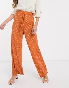Широкие брюки в горошек с поясом ASOS DESIGN-Мульти