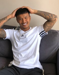 Белая футболка с 3 полосками adidas Training-Белый