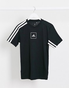 Черная футболка с 3 полосками adidas Training-Черный
