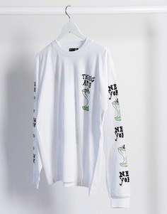 Свободная футболка с принтом ASOS DESIGN-Белый