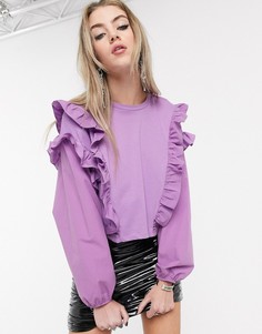 Лавандовый топ с оборками Bershka-Фиолетовый