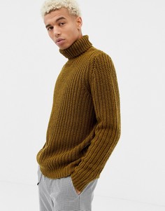 Плотная водолазка цвета хаки ASOS DESIGN-Зеленый