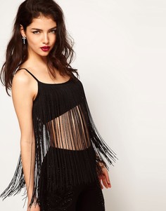 Кроп-топ с бахромой ASOS-Черный