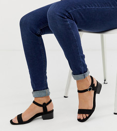 Черные босоножки на низком каблуке из искусственной замши New Look-Белый