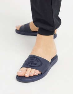 Темно-синие шлепанцы с логотипом Lacoste-Темно-синий