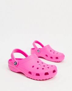 Розовые классические шлепанцы Crocs-Розовый