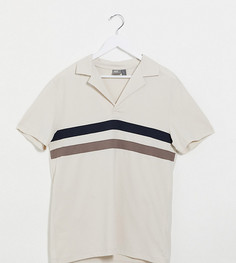 Бежевая футболка-поло с полосками ASOS DESIGN Tall-Серый