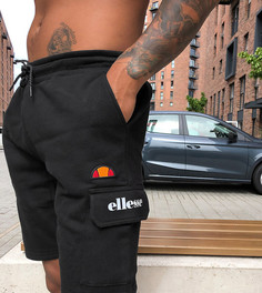 Черные флисовые шорты с карманами милитари ellesse эксклюзивно для ASOS-Черный