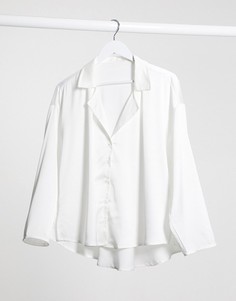 Белая атласная рубашка от комплекта ASOS DESIGN-Белый