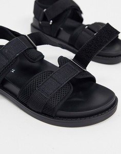 Черные сандалии в спортивном стиле из переработанных материалов Monki-Черный