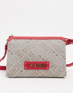 Жаккардовая сумка через плечо с логотипом Love Moschino-Красный