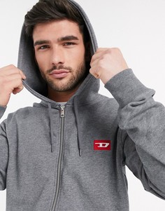 Худи серого цвета на молнии с логотипом Diesel UMLT-Brandon-Z D-Серый