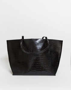 Черная сумка с эффектом крокодиловой кожи Glamorous-Черный