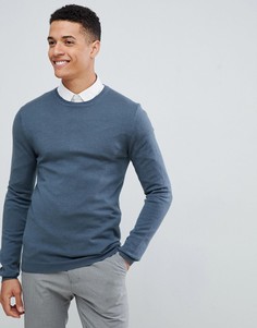 Синий обтягивающий джемпер из мериносовой шерсти ASOS DESIGN