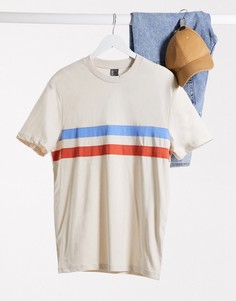 Светлая футболка с полосками на груди ASOS DESIGN-Серый