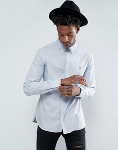 Рубашка узкого кроя с воротником на скрытых пуговицах AllSaints-Синий