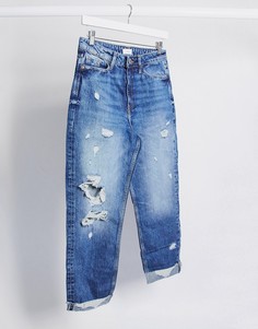 Синие джинсы в винтажном стиле River Island-Синий