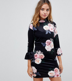 Бархатное платье с высоким воротом Missguided Petite-Мульти