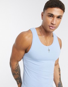 Обтягивающая майка из органического хлопка ASOS DESIGN-Синий