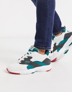 Бело-зеленые кроссовки на массивной подошве Lacoste-Белый