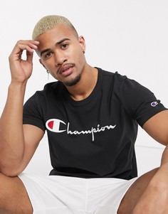 Черная футболка с крупным логотипом Champion-Черный