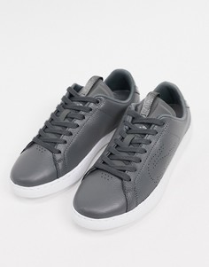 Серые кожаные кроссовки на шнуровке Lacoste-Серый