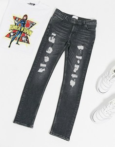 Выбеленные черные рваные джинсы скинни ASOS DESIGN-Черный