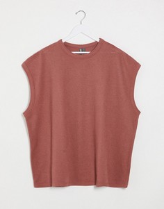 Фактурная oversized-футболка без рукавов ASOS DESIGN-Коричневый