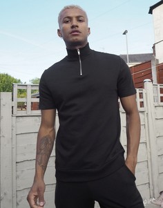 Черный спортивный костюм с короткими рукавами ASOS DESIGN
