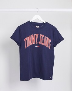 Темно-синяя футболка с логотипом в университетском стиле Tommy Jeans-Темно-синий