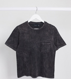 Черная выбеленная футболка с карманом ASOS DESIGN Tall-Серый