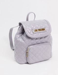 Серый стеганый рюкзак с карманом Love Moschino