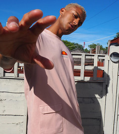 Розовая свободная футболка с карманами в стиле милитари ellesse эксклюзивно на ASOS-Розовый
